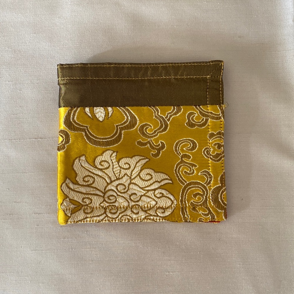 ❤️New gold color Chinese fabric wallet. Vibrant colors; light weight & silky.